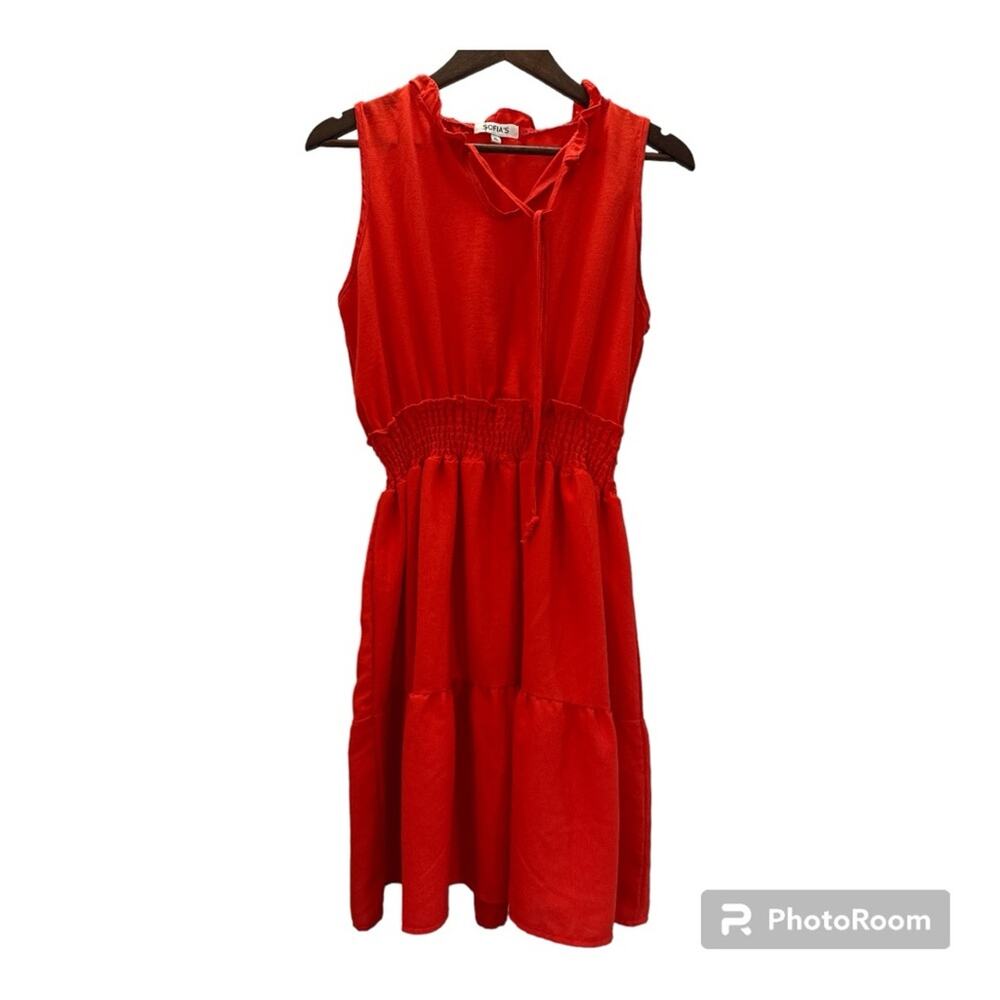 Sofia’s Women’s Dress Elastic Spring Waist Sleeveless Lightweight Orange XL